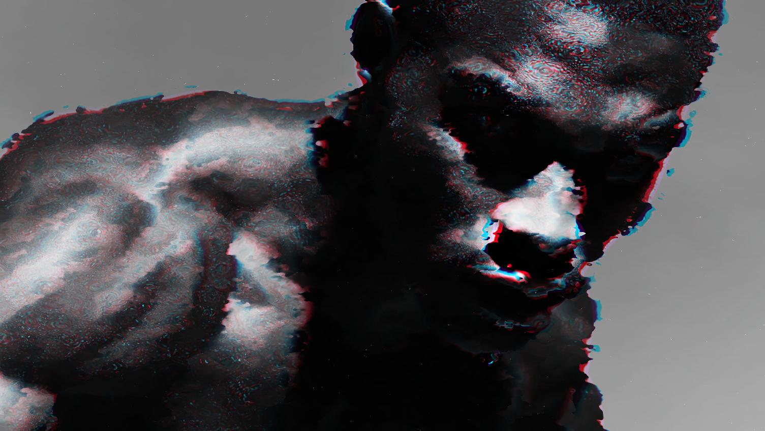Bodybuilder in dramatic high-contrast lighting